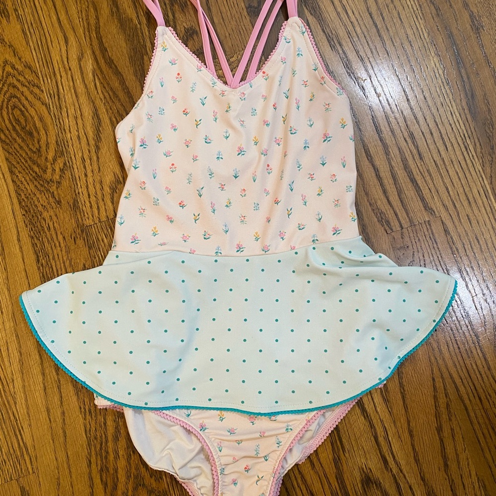 SweetHoney Pink Floral Swimsuit with Mint Accents